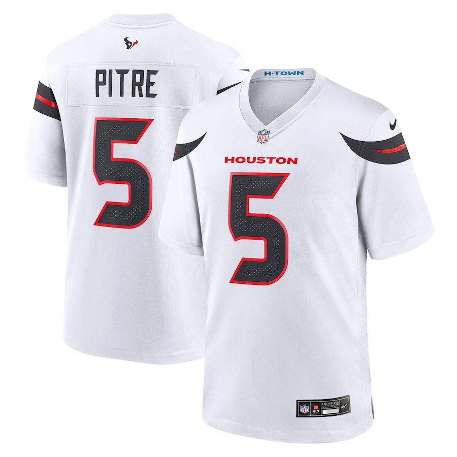Men Houston Texans #5 Jalen Pitre Nike White Game NFL Jersey->->NFL Jersey